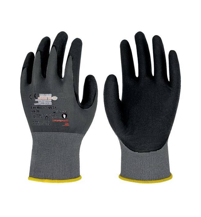 Handschoen FlexMech 663+ maat 10 grijs/zwart polyamide/nitrilschuim EN420, EN388