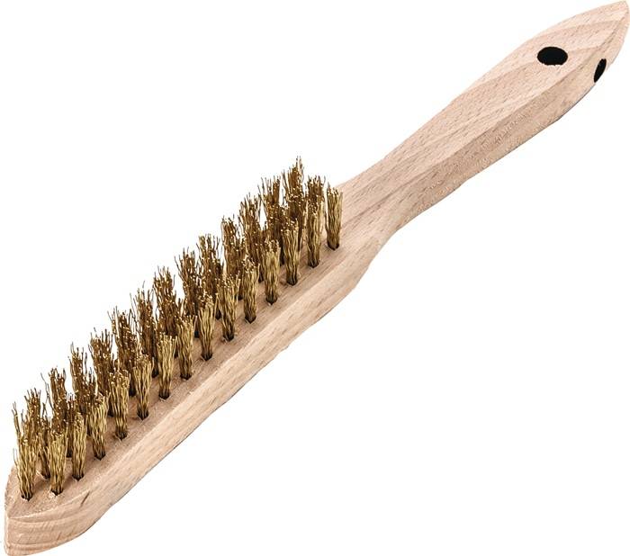 Handborstel lengte 290 mm 0,35 mm messing draad werklengte 140 mm 3rij. 12 LESSM