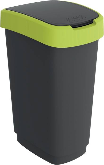 Recyclingcontainer TWIST 50 l H602xB298xD401 mm zwart dekselrand geel ROTHO