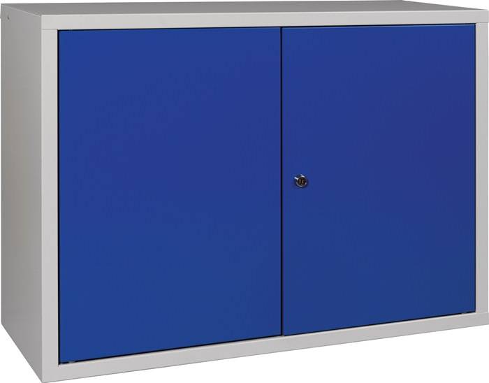 Hangkast H600xB800xD300 mm plaatstaal, 1 pl. lichtgrijs/gentiaanblauw staalplaat