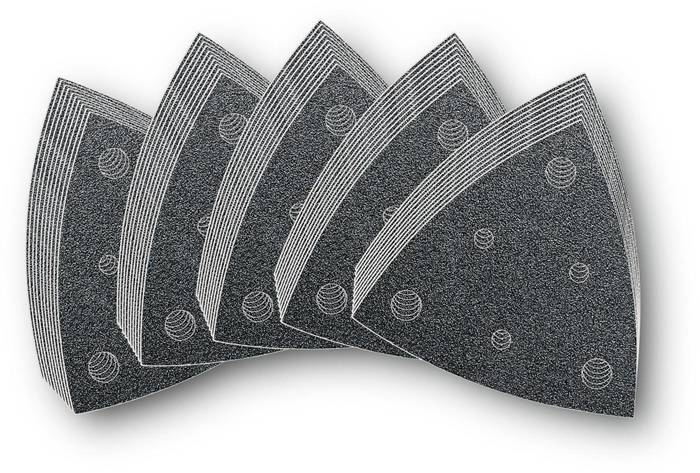 Fein 63717109035 Deltaschuurpapierset Met klittenband, Geperforeerd Korrelgrootte 60, 80, 120, 180, 240 Hoekmaat 80 mm