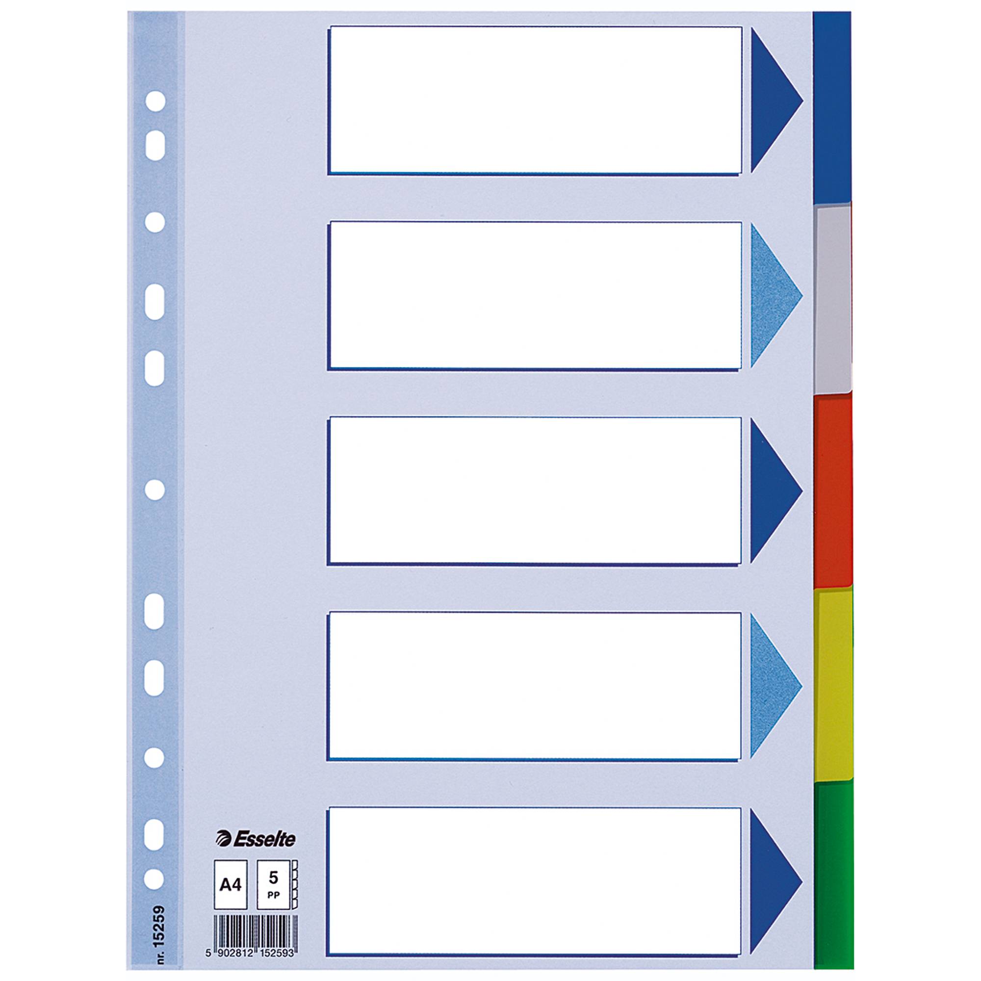 Esselte 5902812152593 Esselte - Multicoloured Polypropylene Dividers Blanco tabbladindex Polyvinyl chloride (PVC) Me-0