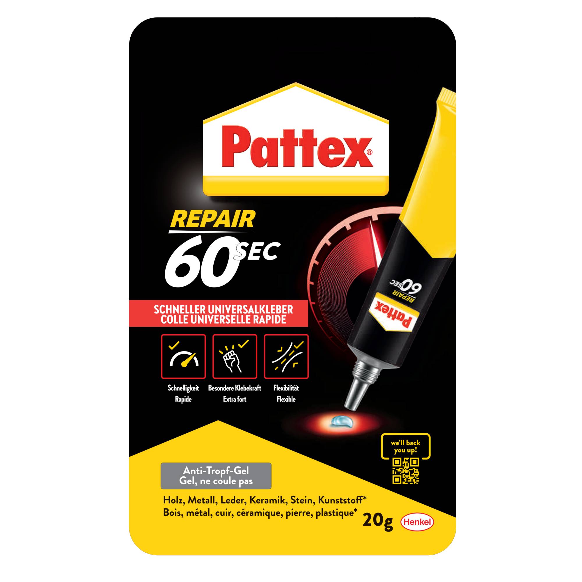Pattex universele lijm 60 seconden, tube met 20g-0