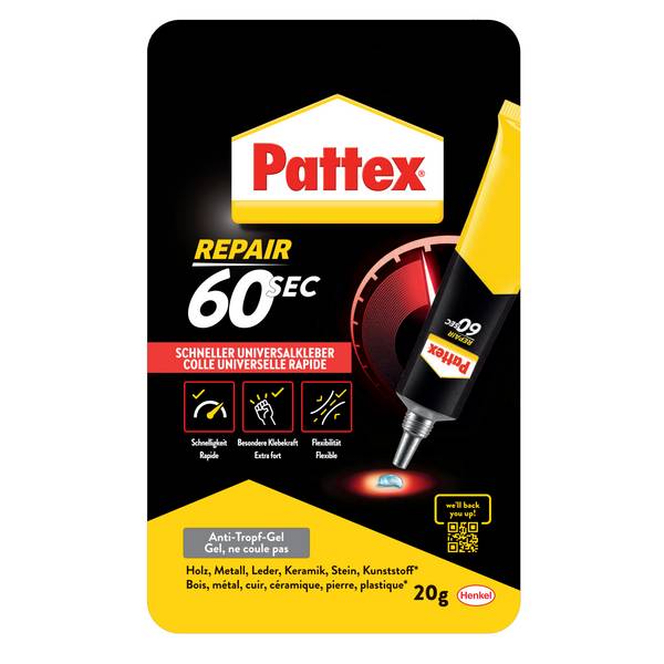 Pattex universele lijm 60 seconden, tube met 20g