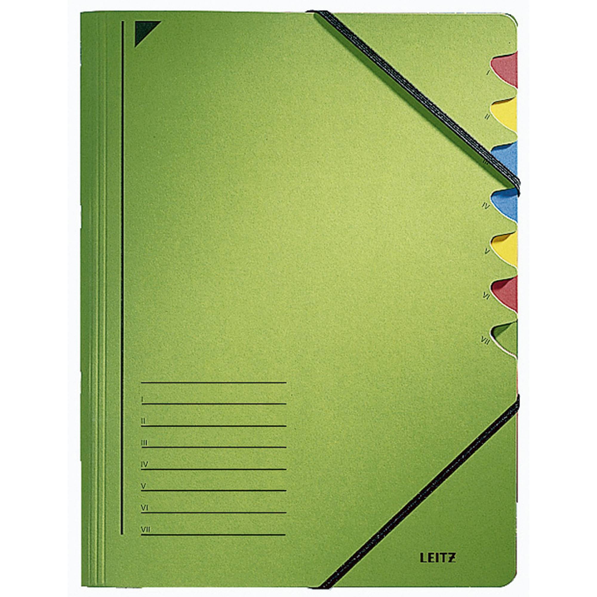 Sorteermap Leitz 7 tabbladen karton groen