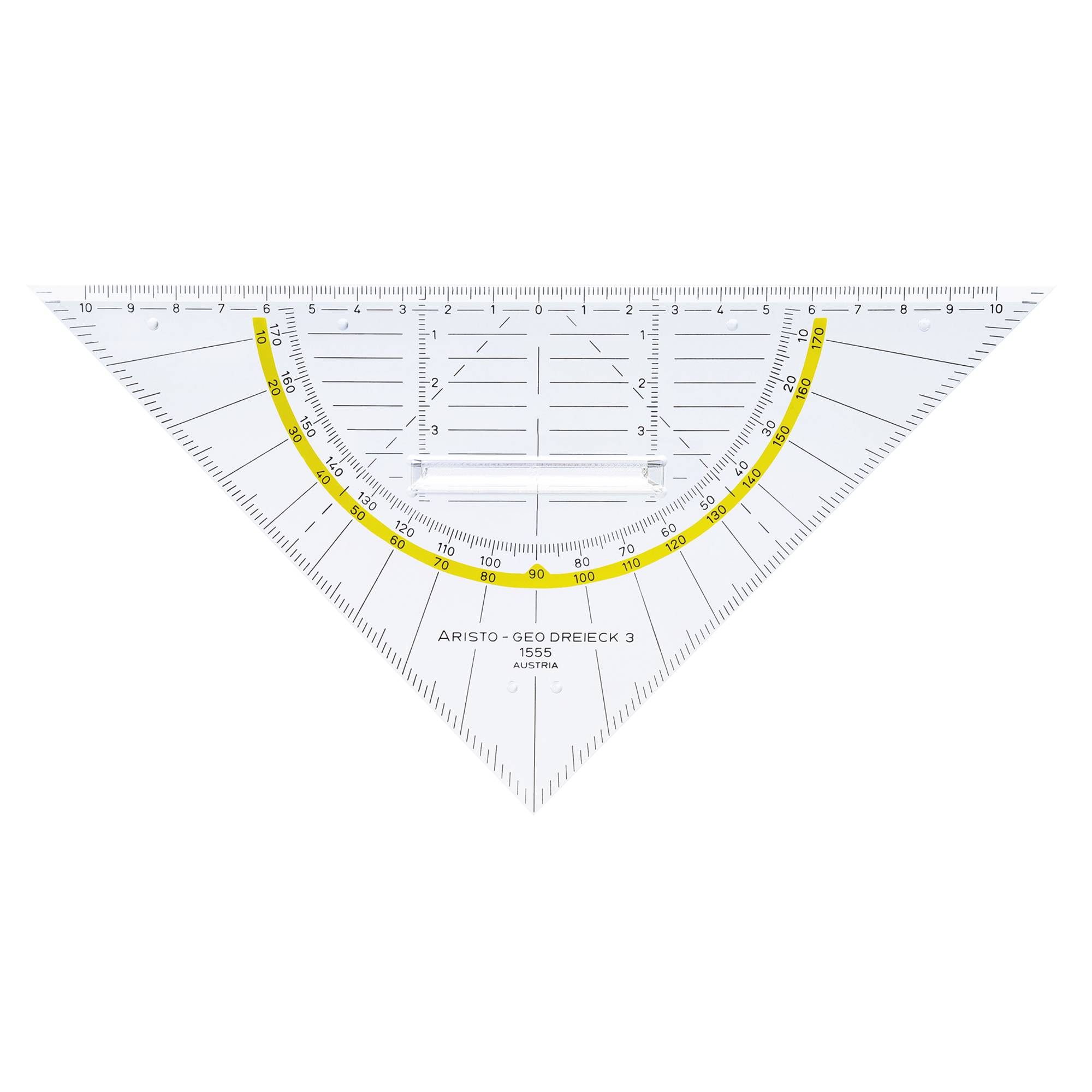 Geodriehoek Aristo 1555/2 225mm met greep transparant-0