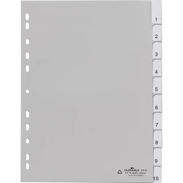 DURABLE blanco register PP blanco tabs 10 stuks grijs