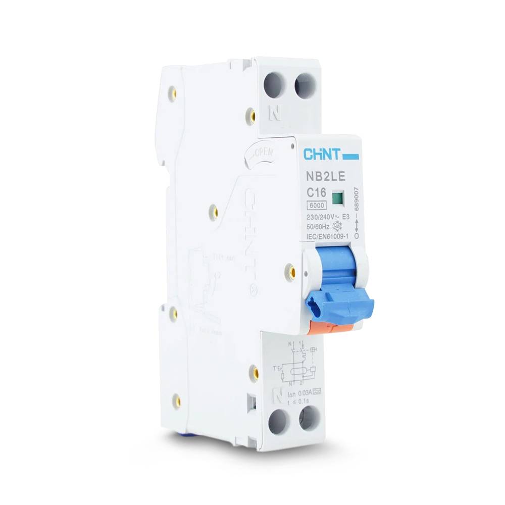Chint aardlekautomaat 1-fase, 1-polig+nul 16A C-kar 30mA 6kA onderbrekingscapaciteit (NB2LE-C16)-0