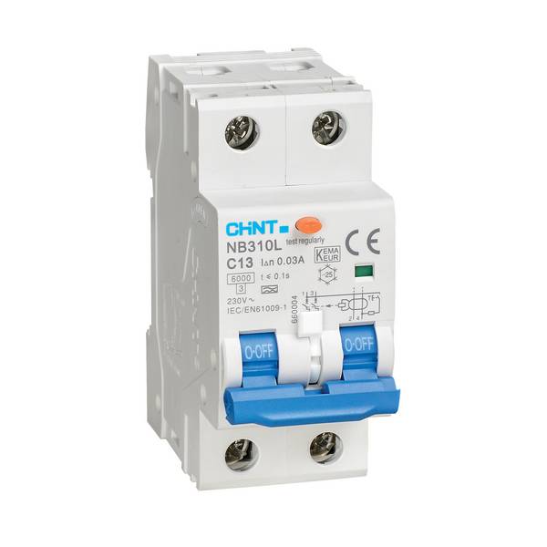 Chint aardlekautomaat 1-fase, 2-polig 32A C-kar 30mA 6kA onderbrekingscapaciteit - (NB310L-2P-C32)