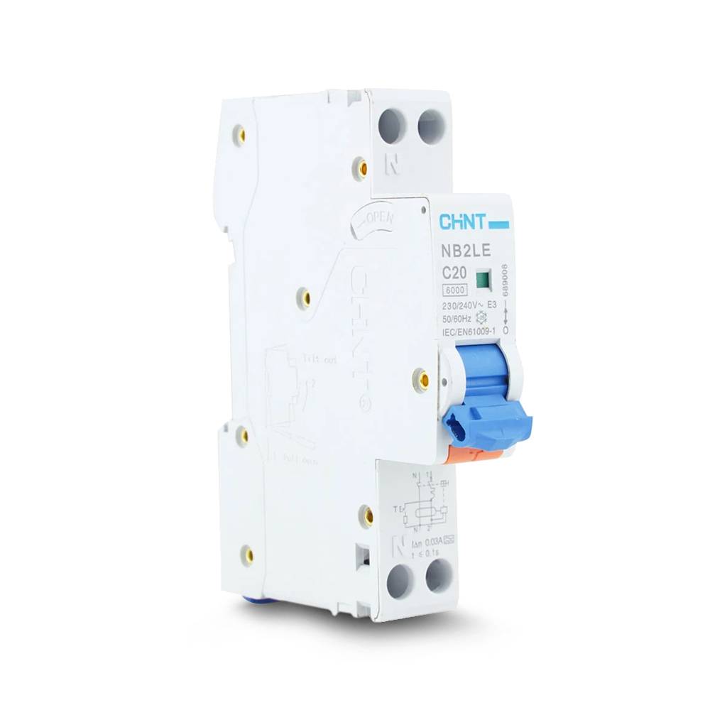 Chint aardlekautomaat 1-fase, 1-polig+nul 20A C-kar 30mA 6kA onderbrekingscapaciteit (NB2LE-C20)-0