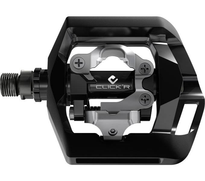 Pedaalset Shimano Click'R T421 platform + enkelzijdig SPD met SM-SH56 plaatjes - zwart-0