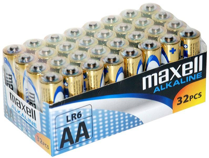 MAXELL alkalinebatterijen ALKALINE LR6 AA FOIL, doos van 32 stuks (8 verpakkingen van 4 stuks elk)-0