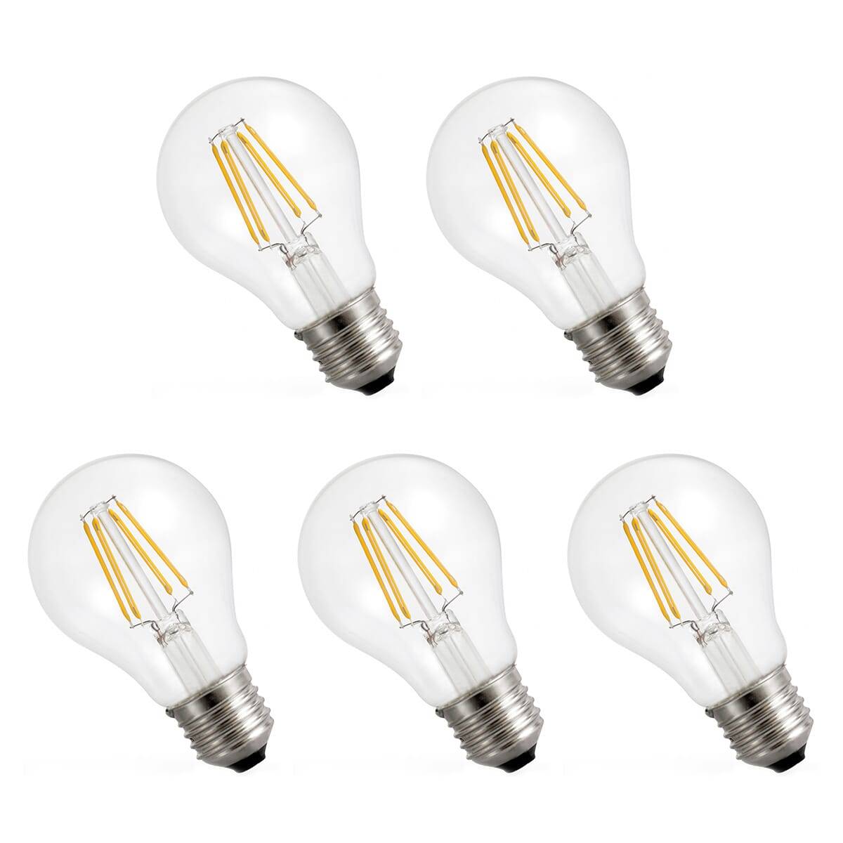 Spectrum LED Peerlamp A60 E27 Helder - 5.5W 710lm 2700K - Warmwit Dimbaar - Vervangt 56W - 5 stuks