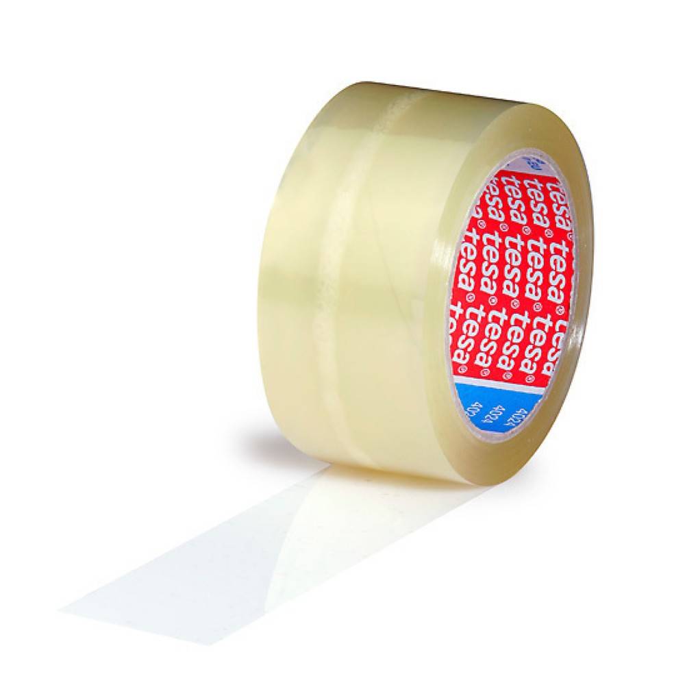 PP kleefband, 50 mm breed x 66 strekkende meter, dikte 52 µ, stil, transparant, tesa 4024-1
