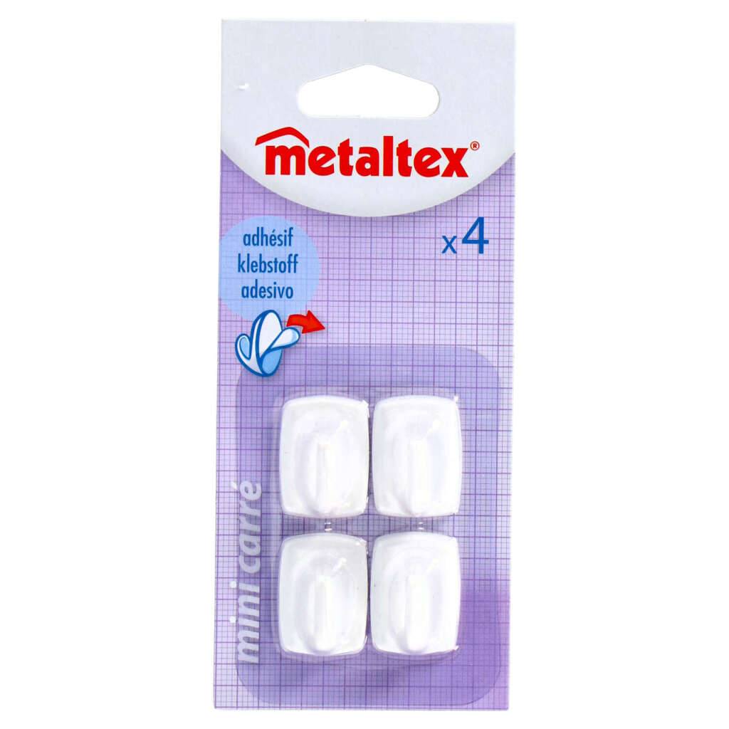 Metaltex Vierkante Plakhaken 4 Stuks Wit-0