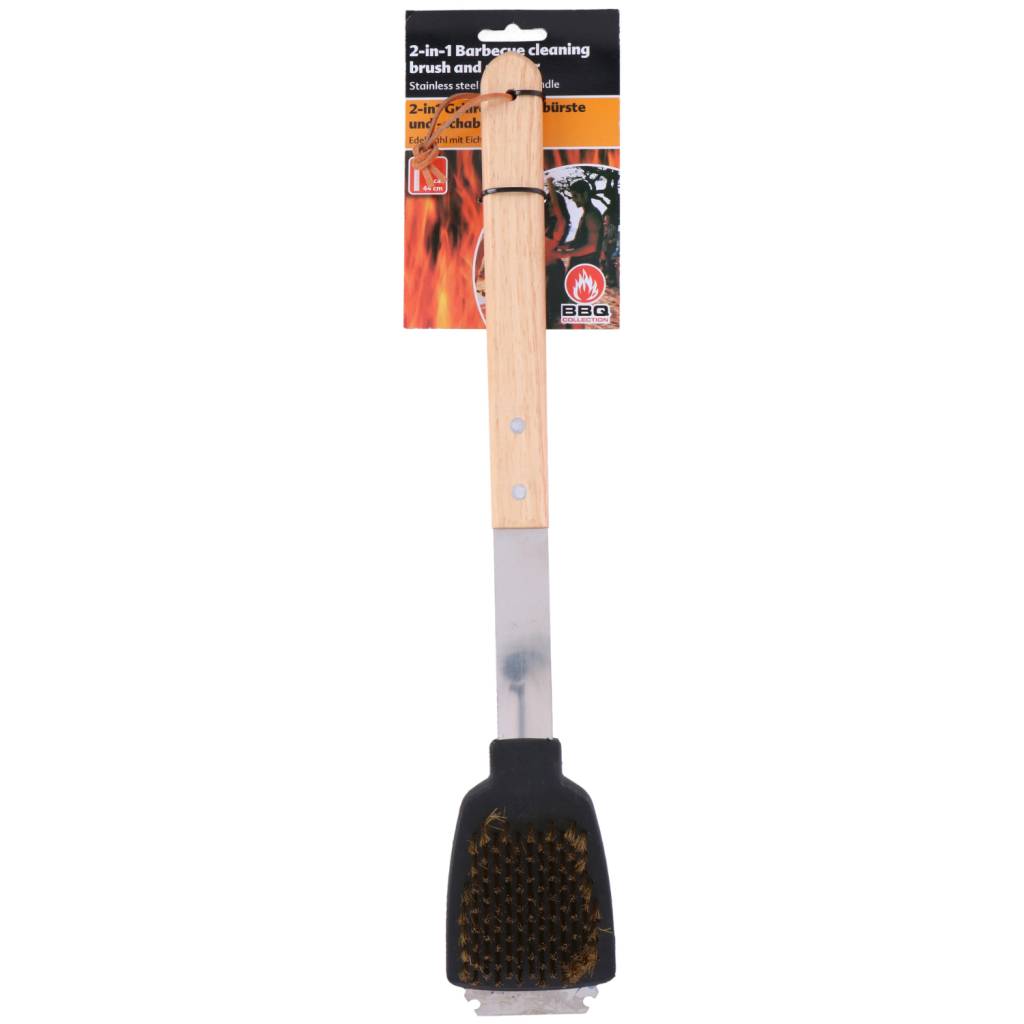BBQ Collection Borstel met Schraper RVS/Eiken-0