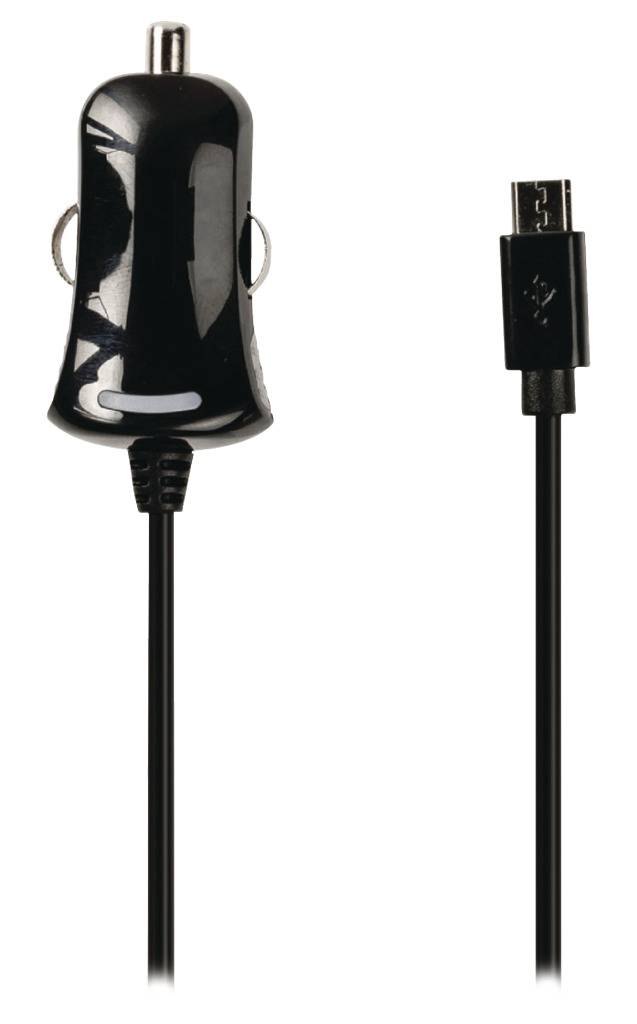 Valueline VLMB60890B10 Micro-usb-autolader Micro Usb Male - 12v Autoaansluiting 1,00 M Zwart 2.1a-2