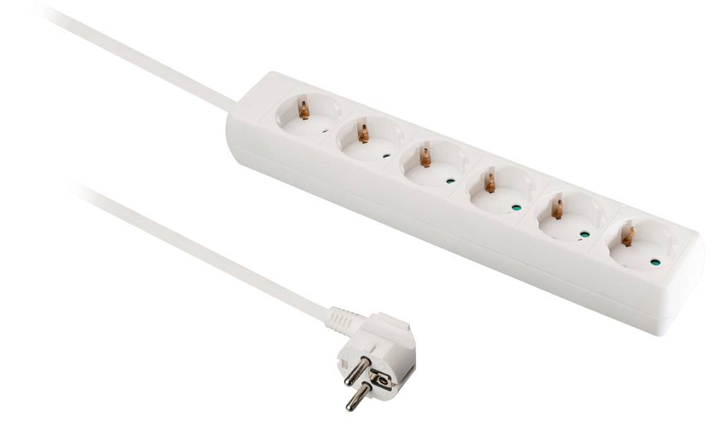 Valueline VLES630F001WH Stekkerdoos 6-wegs 3.00 M Wit-1