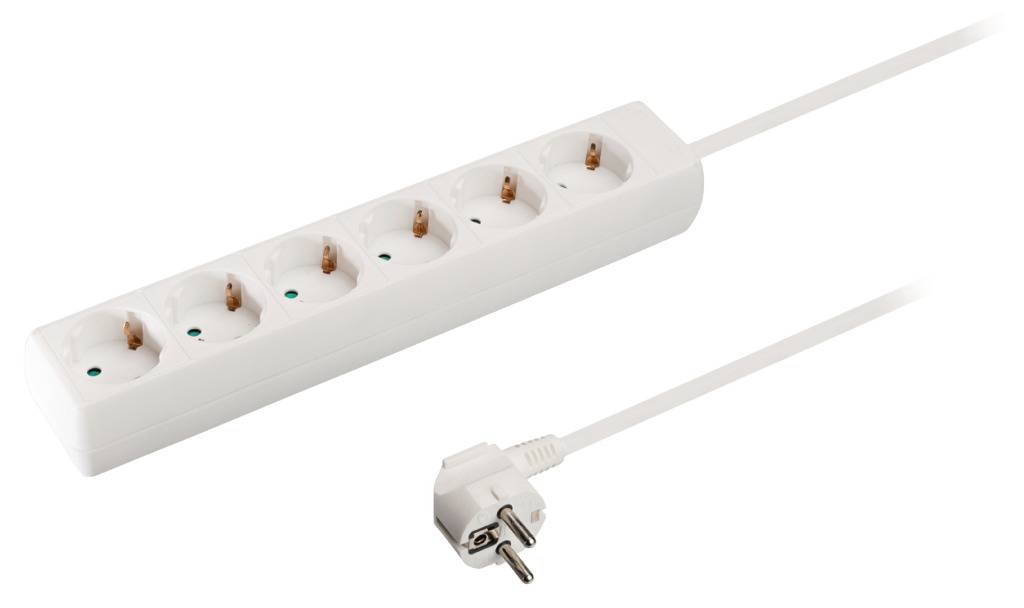 Valueline VLES630F001WH Stekkerdoos 6-wegs 3.00 M Wit-2