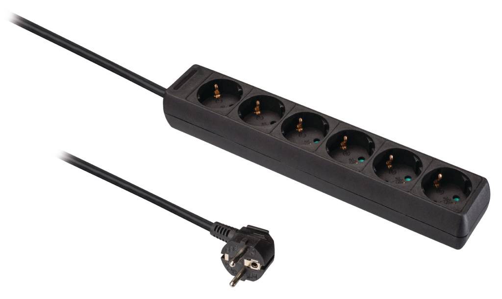 Valueline VLES615F001BL Stekkerdoos 6-wegs 1.50 M Zwart-1