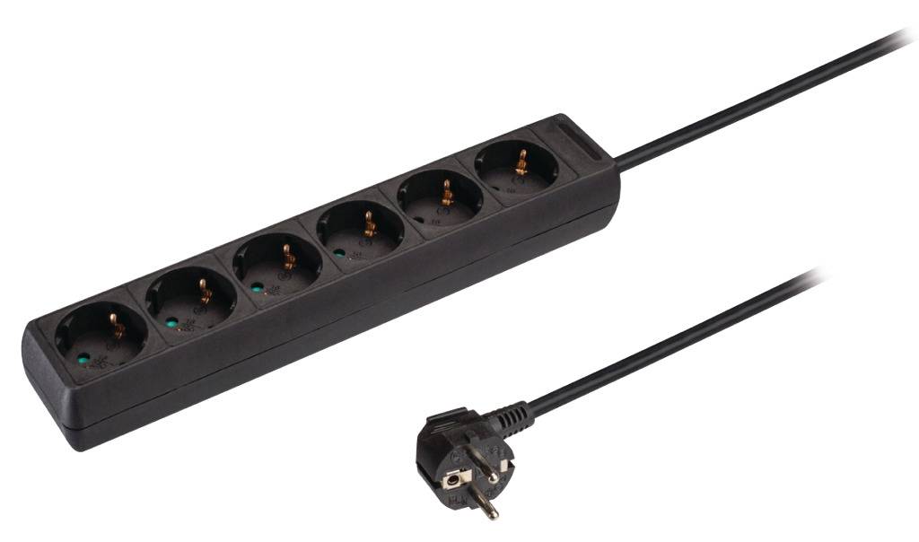 Valueline VLES615F001BL Stekkerdoos 6-wegs 1.50 M Zwart-2