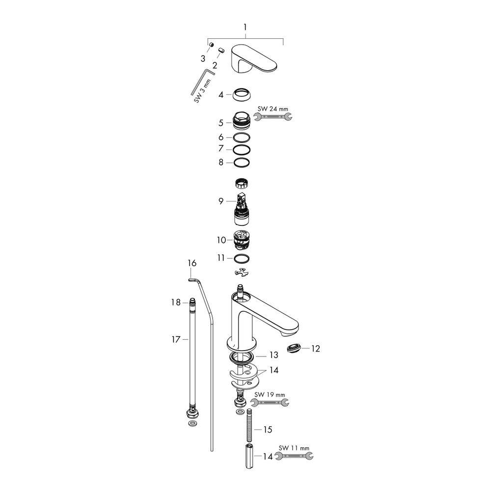 Hansgrohe Rebris S EH-WT mengkraan 110 m. Afvoerfitting met trekstang-3