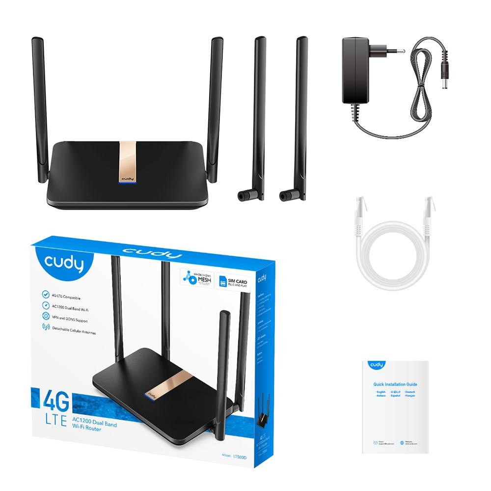 Cudy LT500D draadloze router Fast Ethernet Dual-band (2,4 GHz / 5 GHz) 4G Zwart-2