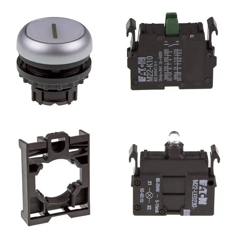 Set verlichte drukknop Eaton M22-DL-W-X1/-A/-LED230-W/-K10-0
