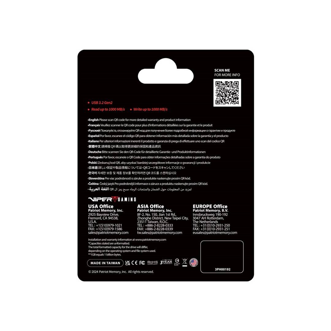 Externe draagbare SSD Patriot Viper PVP30 Duo Compact 1TB 1000MB/s USB A+C 3.2 Gen2 (PVP301TB28UDG)-5