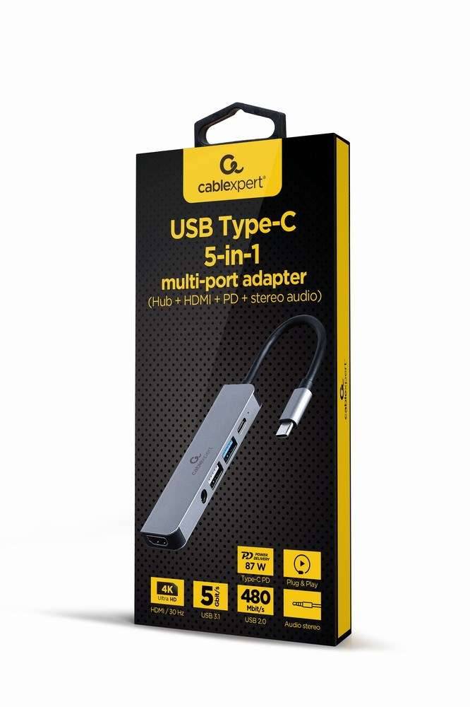Gembird A-CM-COMBO5-02 laptop dock & poortreplicator Bedraad USB 3.2 Gen 1 (3.1 Gen 1) Type-C Zilver-0