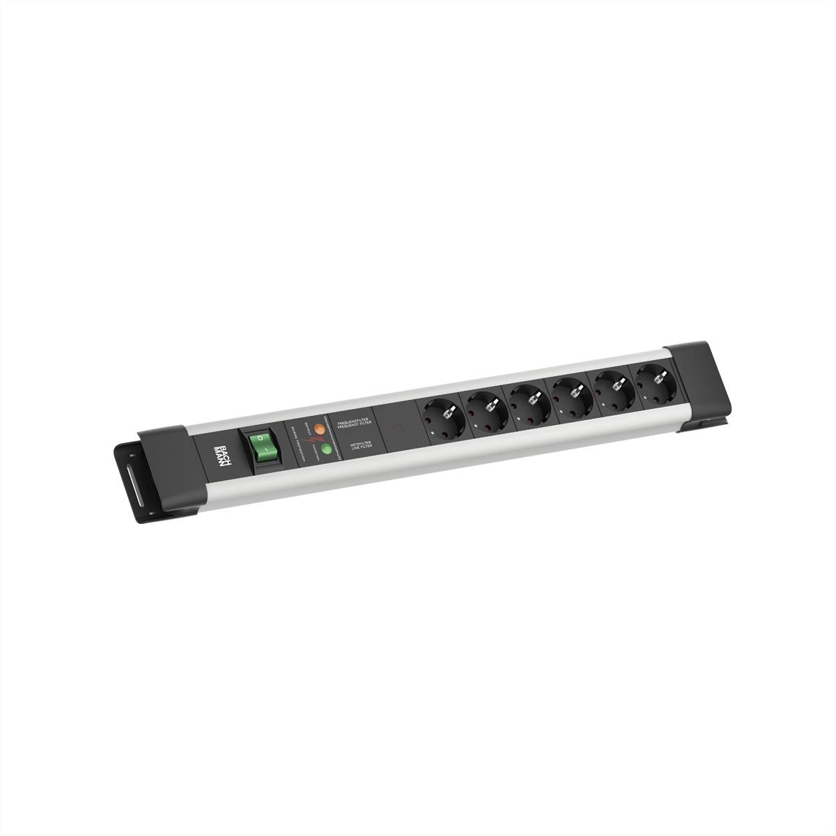 BACHMANN CONNECTUS 6xCEE7/3, 1xGVS 1xschakelaar 2,0 m CEE7/7 grijs-0