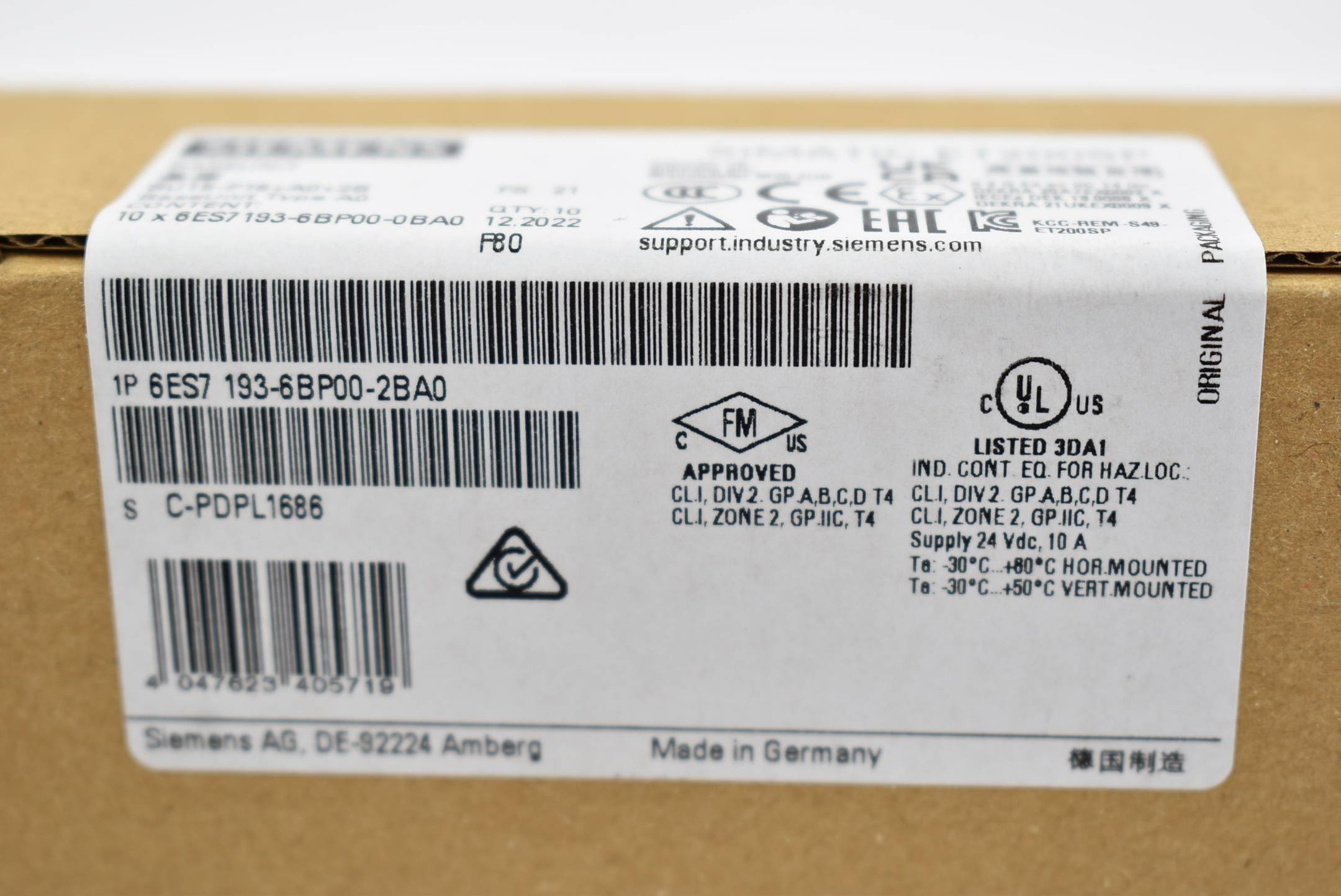 Siemens - 6ES7193-6BP00-2BA0 - SIMATIC ET 200SP, BASEUNIT BU15-P16+A0+2B, BU-TYPE A0, PACKI-1