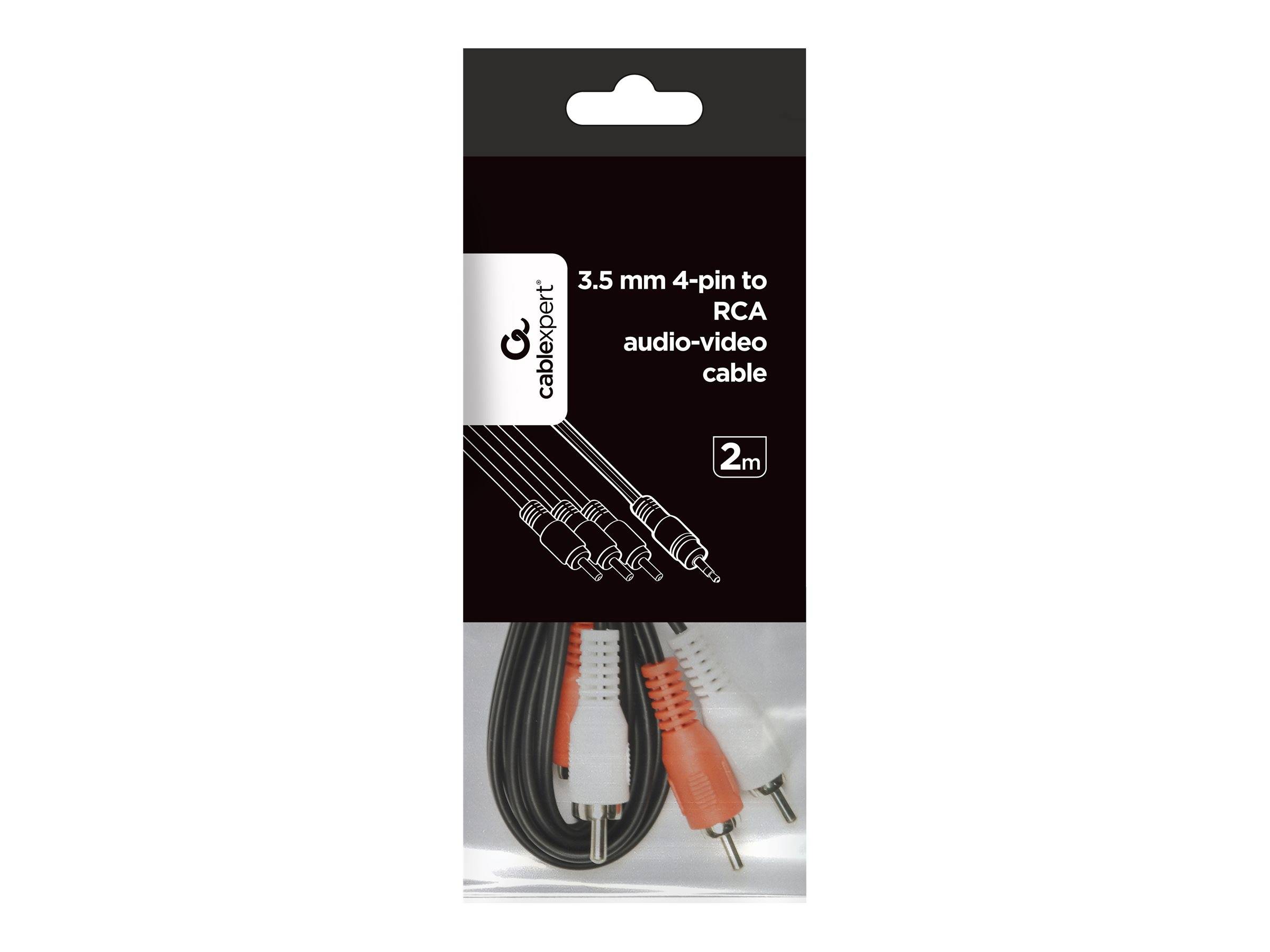 Gembird 3,5 mm 4-pins jack naar RCA x 3 (phono) stekker-2