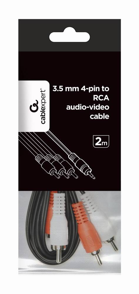 Gembird 3,5 mm 4-pins jack naar RCA x 3 (phono) stekker-3