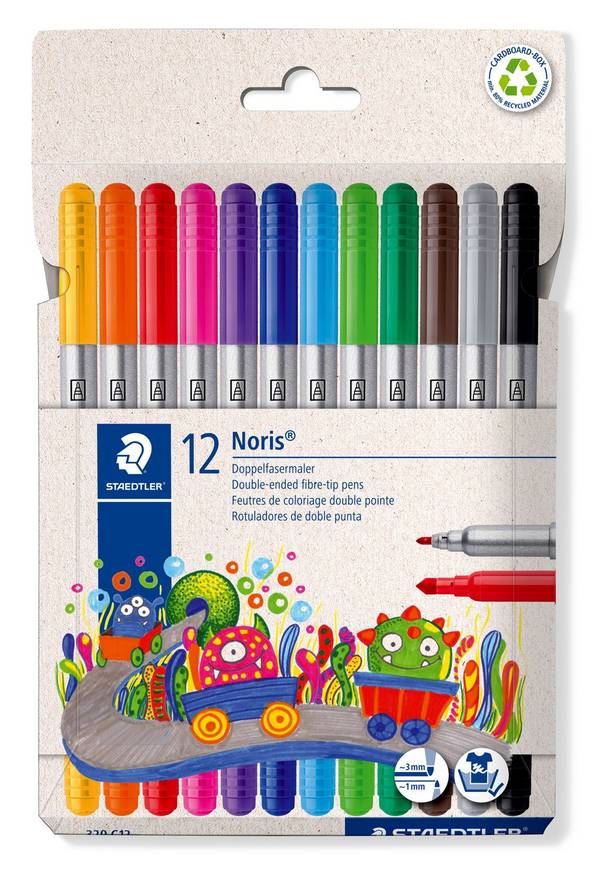 Staedtler 320 C12 viltstift Fijn/medium Zwart, Blauw, Bruin, Groen, Grijs, Lichtblauw, Licht Grijs, Oranje, Roze, Rood,