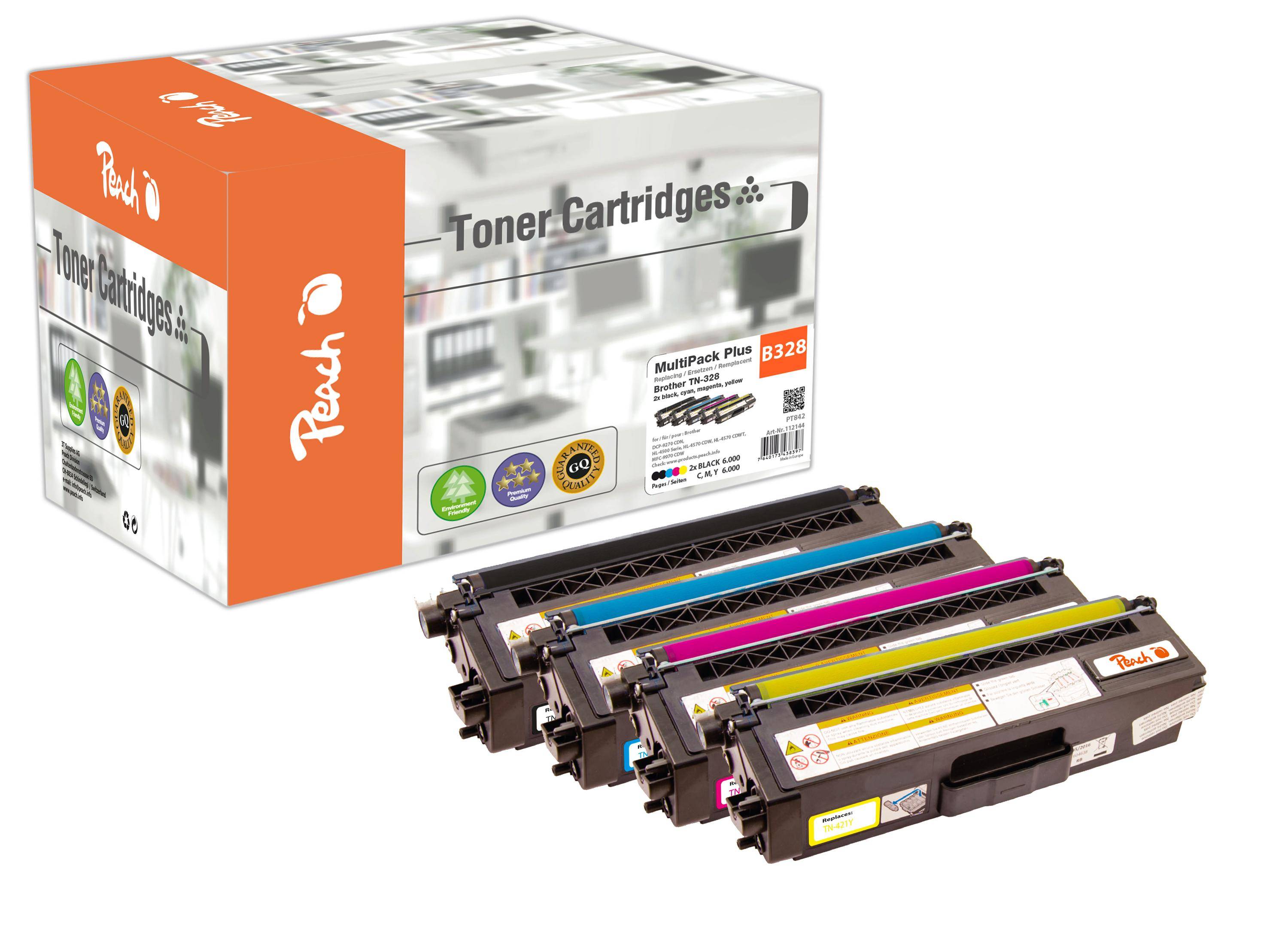 Peach Toner Brother TN-328 MultiPack Plus 2xbk,c,m,y gereviseerd-1