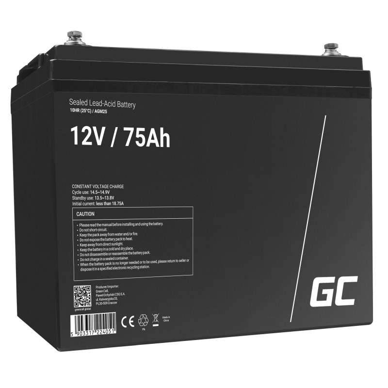 GCE Green Cell AGM25 UPS-accu Sealed Lead Acid (VRLA) 12 V 75 Ah-0