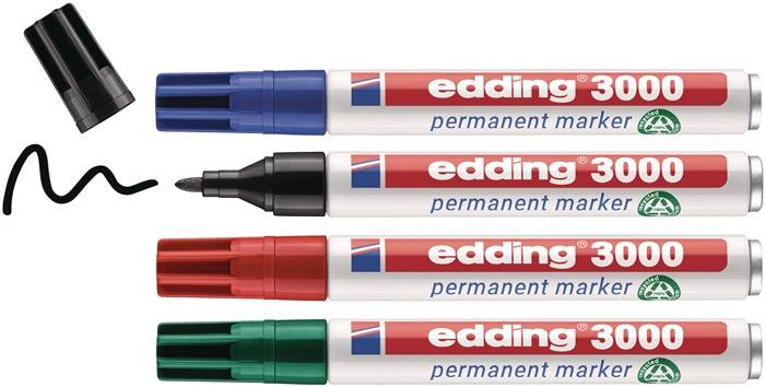 Viltstift edding 3000 creatief rond 1.5-3mm assorti blister à 4 stuks-0