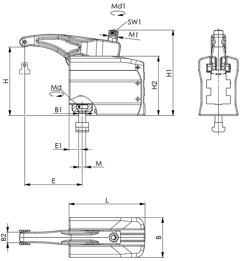 Krachtspanklem 3-traps 7630-49 M20x22 AMF-4