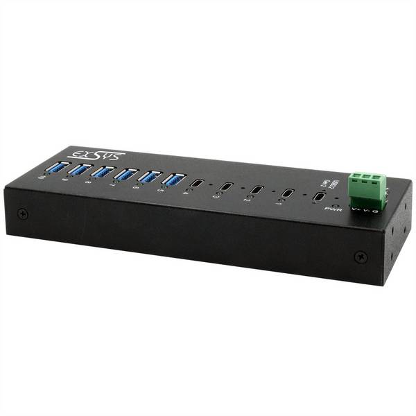 EXSYS EX-12280HMS 10-poorts USB 3.2 Gen 2 metalen HUB, met 4x USB C-aansluitingen 6x USB A-aansluitingen