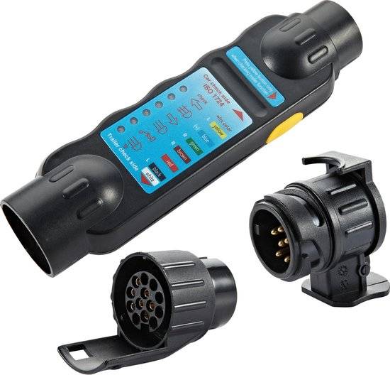Aanhangwagen Stekkertester Met 2 Adapters 7 en 13 Polig - ISO 1724 - 12V-0