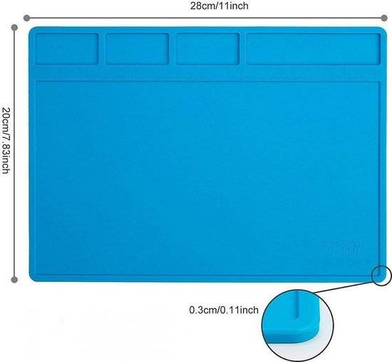 McPower LM-11 Siliconen soldeermat - Hittebestendig - Antistatisch - Flexibel - 280x200mm-0