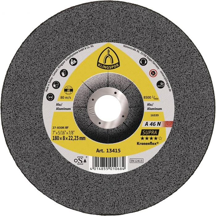 Afbraamschijf A 46 N Supra D125xD6 mm gebogen aluminium gat 22,23 mm KLINGSPOR