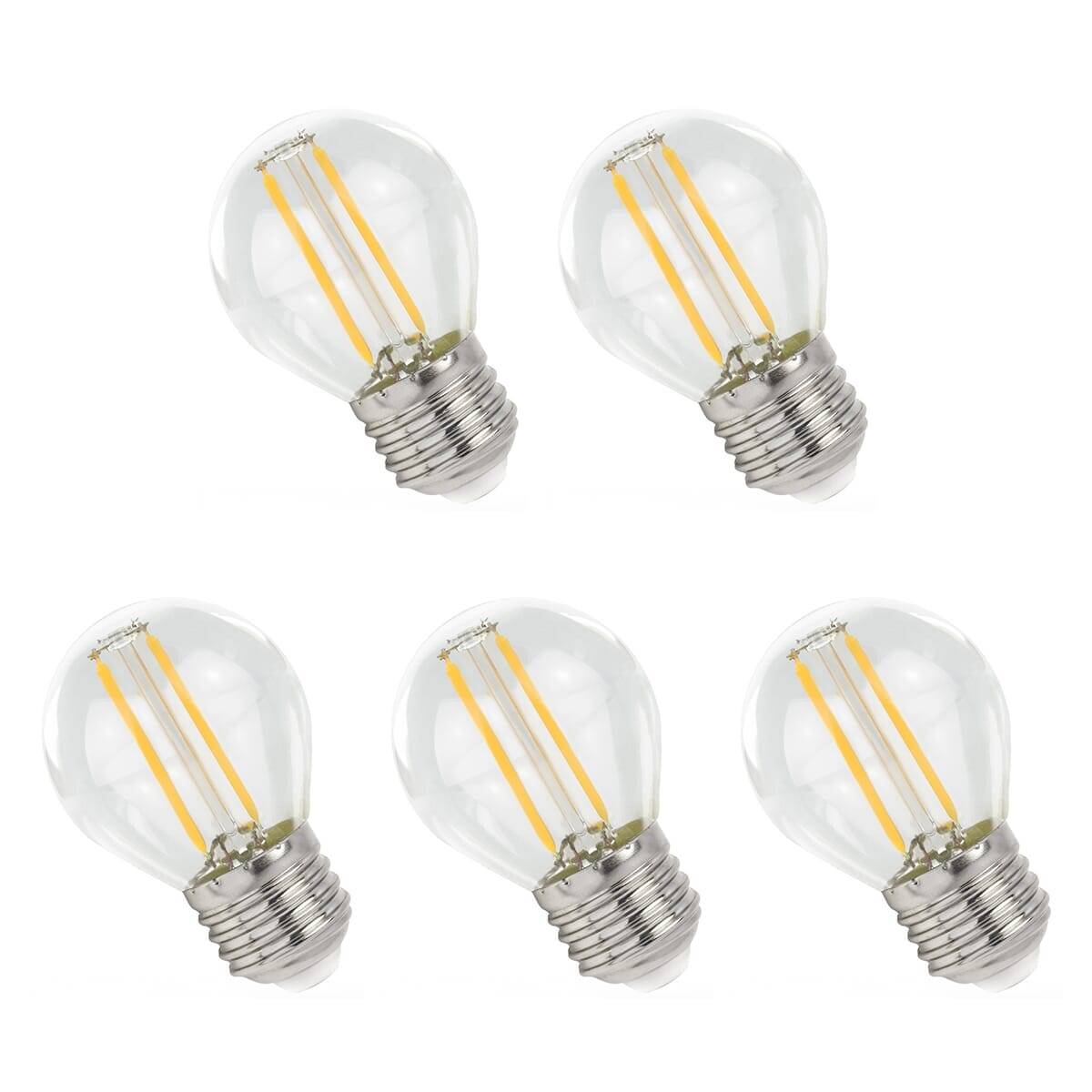 Spectrum LED Kogellamp P45 E27 Helder - 1W 110lm 4000K - Neutraalwit - Vervangt 10W - 5 stuks