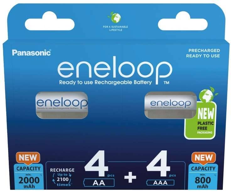 Oplaadbare batterijen PANASONIC ENELOOP 4x AA 2000 mAh + 4x AAA 800 mAh 8 stuks (BK-3MCDE+4MCDE/8CP)-0