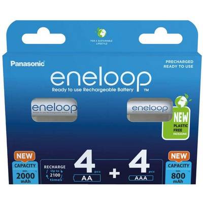 Oplaadbare batterijen PANASONIC ENELOOP 4x AA 2000 mAh + 4x AAA 800 mAh 8 stuks (BK-3MCDE+4MCDE/8CP)-0
