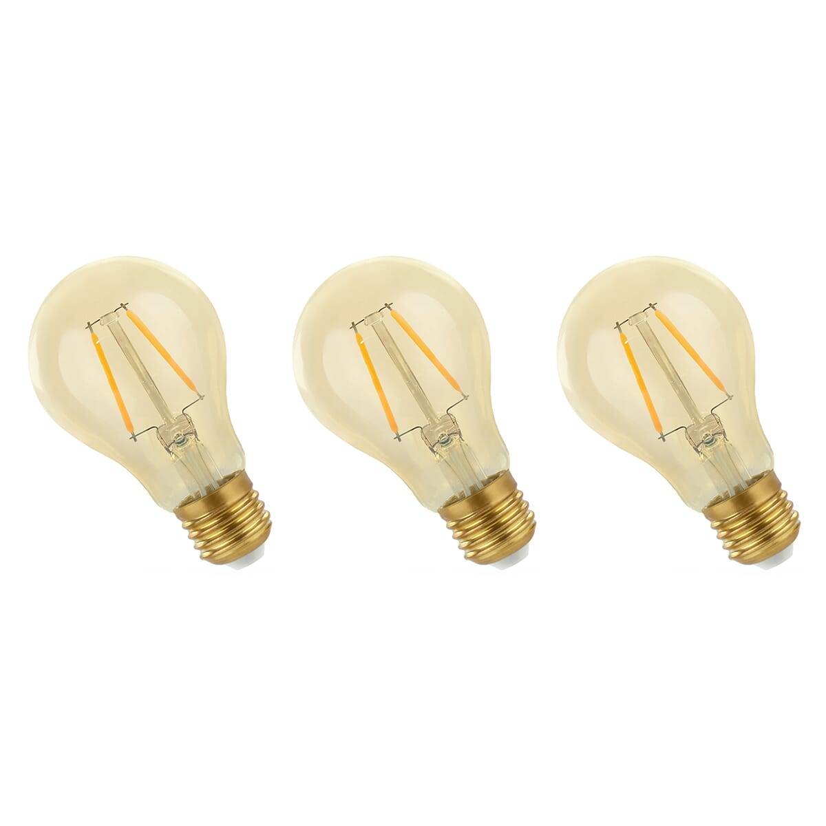 Spectrum LED Peerlamp A60 E27 Goudkleurig - 4.9W 490lm 2400K - Warmwit - Vervangt 41W - 3 stuks
