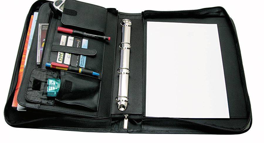 WEDO Organizer Map van imitatieleer, A4-formaat / 4-rings met handvat, zwart-2