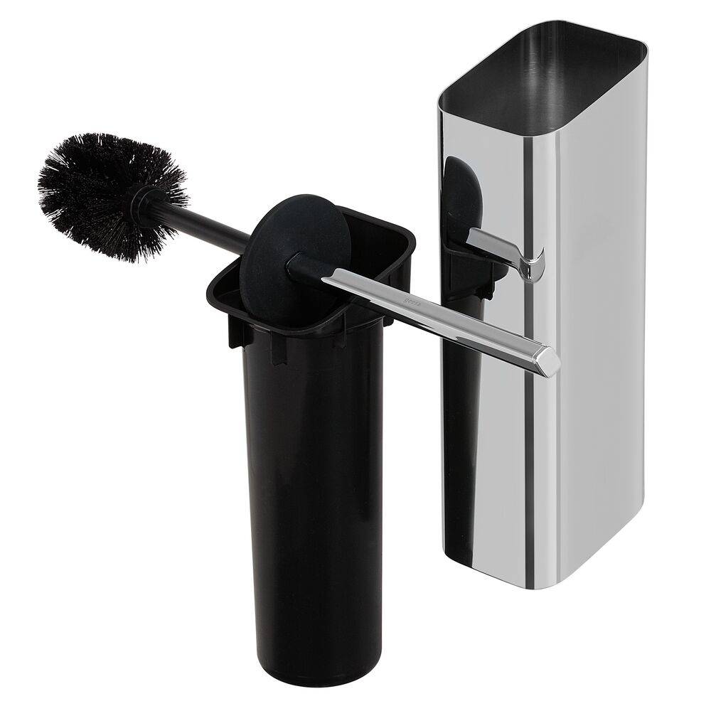 Shift Toiletborstel houder Chroom (zwarte deksel en borstel)-0