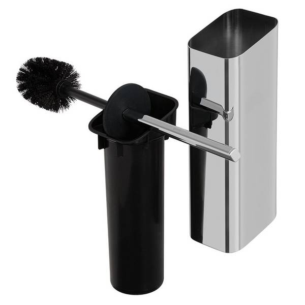 Shift Toiletborstel houder Chroom (zwarte deksel en borstel)